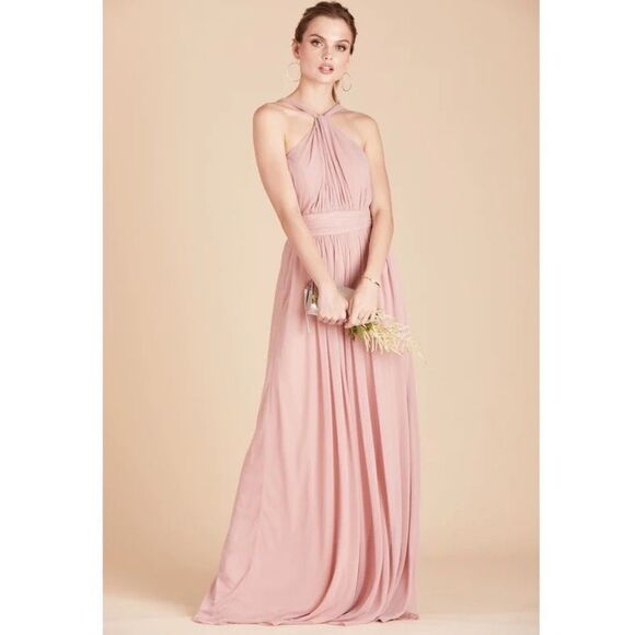 BIRDY Grey Kiko Bridesmaid Dress Maxi Gown W/ Pockets in Rose Quartz Medium NWT - Picture 5 of 15